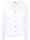 Women's Wide Collar Plunge Neck Cotton Shirt White - GANNI - BALAAN 2