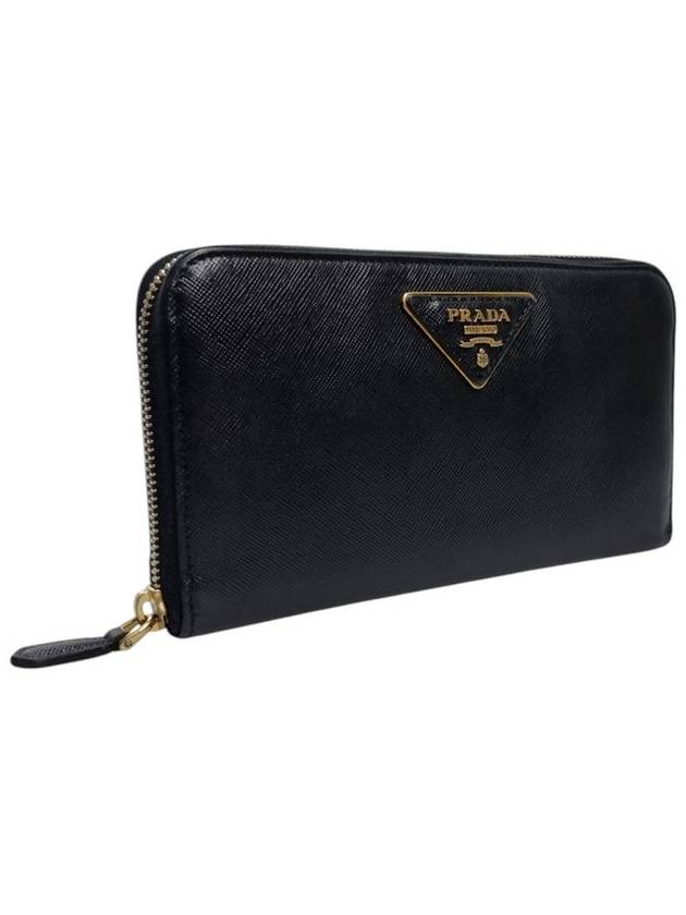 1M0506 Black Saffiano Gold Logo Zipper Long Wallet - PRADA - BALAAN 2