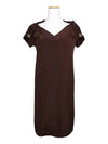 Deep brown V neck silk dress 55 - GUCCI - BALAAN 1