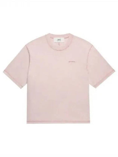 Ami logo embroidered fade out t shirt - AMI - BALAAN 1