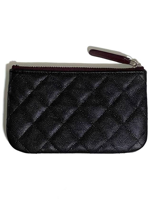 Classic Mini Pouch Grained Calfskin Silver Black - CHANEL - BALAAN 3