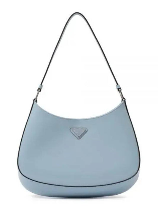 Triangular Logo Cleo Brushed Leather Shoulder Bag Blue - PRADA - BALAAN 2