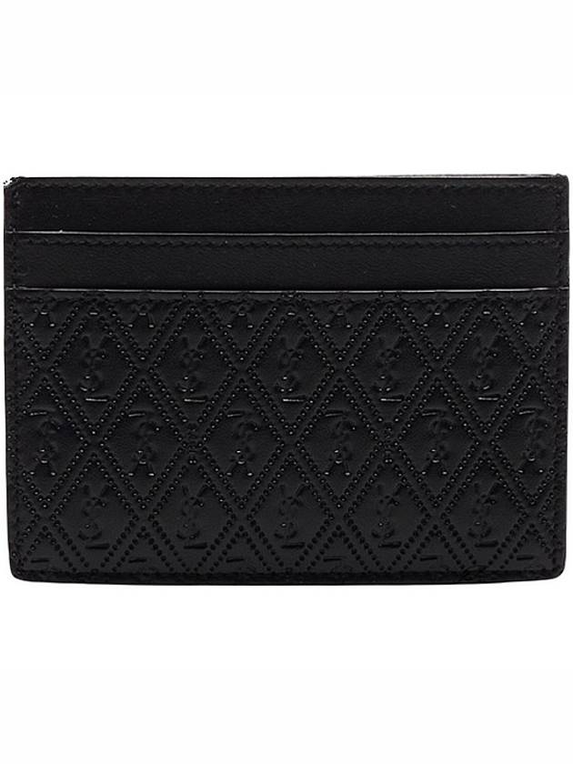 Monogram Pineapple Print Card Wallet Black - SAINT LAURENT - BALAAN 2