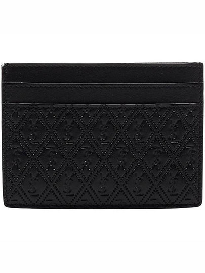 Monogram Pineapple Print Card Wallet Black - SAINT LAURENT - BALAAN 2