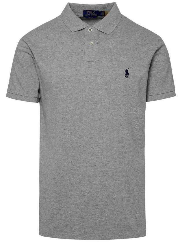 Men's Pony Slim Fit Short Sleeve Polo Shirt Grey - POLO RALPH LAUREN - BALAAN 2