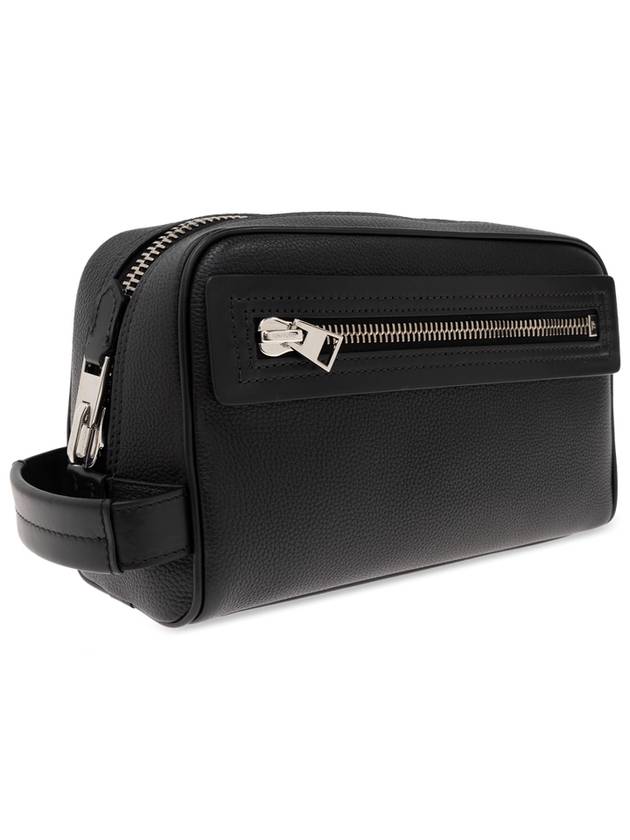 Tom Ford Leather Makeup Bag, Men's, Black - TOM FORD - BALAAN 4