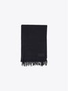 Logo Patch Fringe Wool Muffler Black - AMI - BALAAN 2