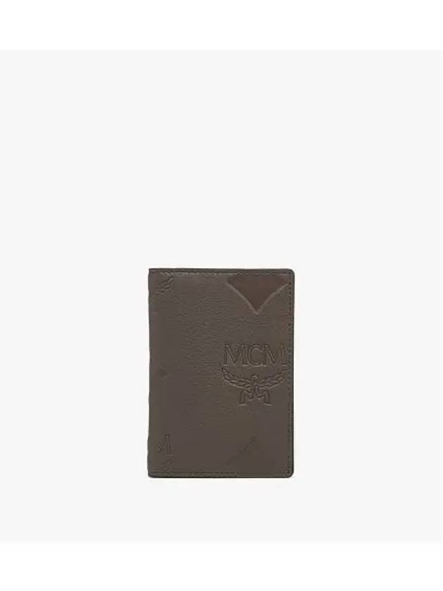 Maxi Monogram Leather Card Wallet Grey - MCM - BALAAN 2