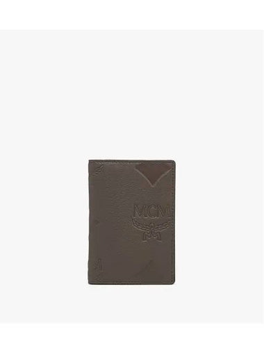 Maxi Monogram Leather Card Wallet Grey - MCM - BALAAN 1