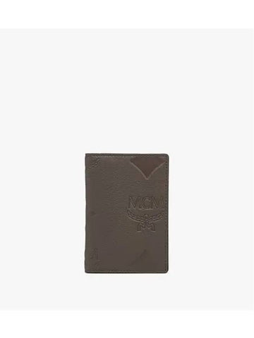 Maxi Monogram Leather Card Wallet Grey - MCM - BALAAN 1