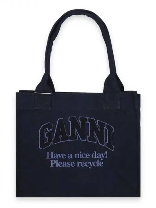 Easy Shopper Large Denim Tote Bag Navy - GANNI - BALAAN 2