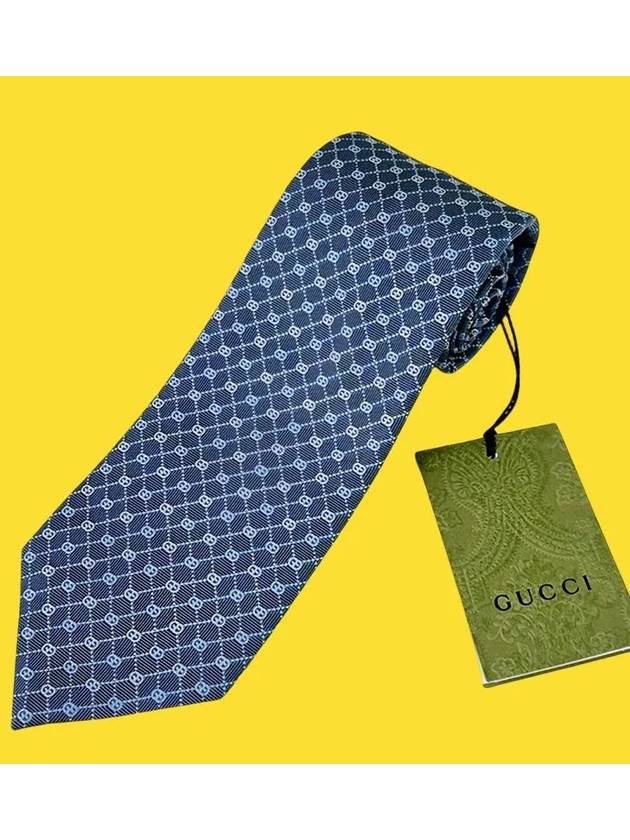 GG Dot Pattern Silk Tie Blue Silver - GUCCI - BALAAN 9