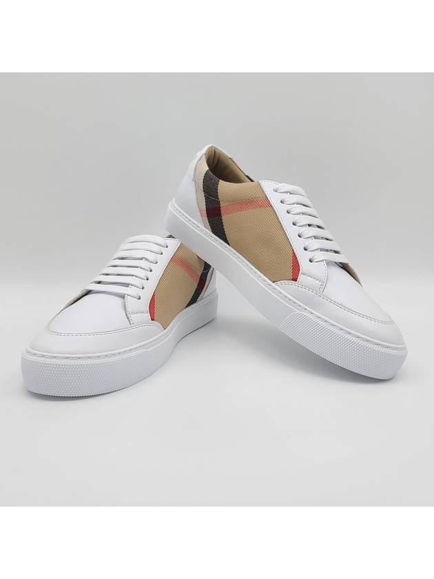 House Check Leather Sneakers Optic White - BURBERRY - BALAAN 6