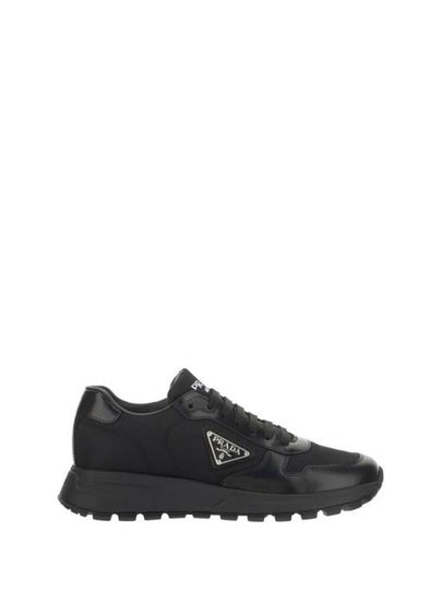 Prax 01 Re-Nylon Brushed Leather Low-Top Sneakers Black - PRADA - BALAAN 2