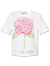 La Rosa Print Eco Jersey Short Sleeve T-Shirt Lily White - MARNI - BALAAN 3