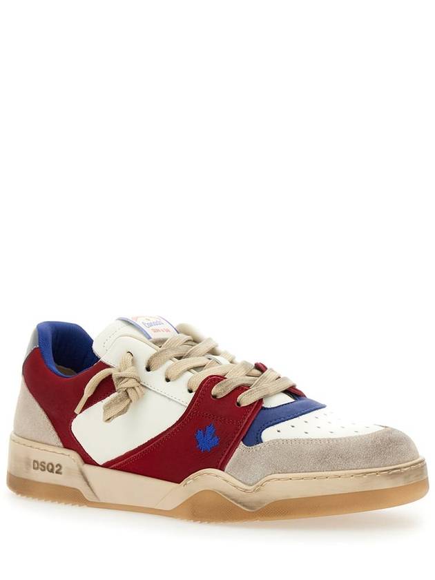 Red Sneakers With Suede Inserts And Embossed Logo On The Side In Leather Man - DSQUARED2 - BALAAN 2