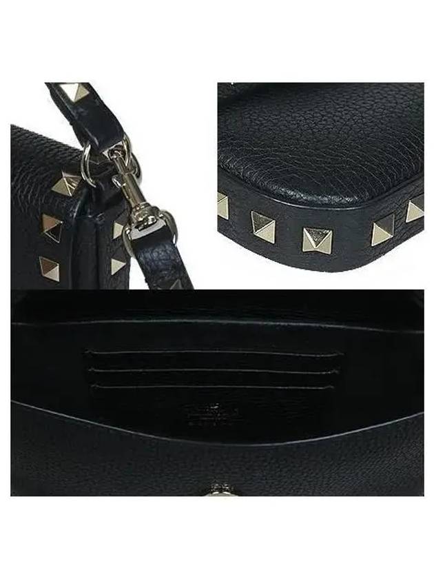 Gold Rockstud Black Leather Mini Top Handle Crossbody Bag - VALENTINO - BALAAN 5