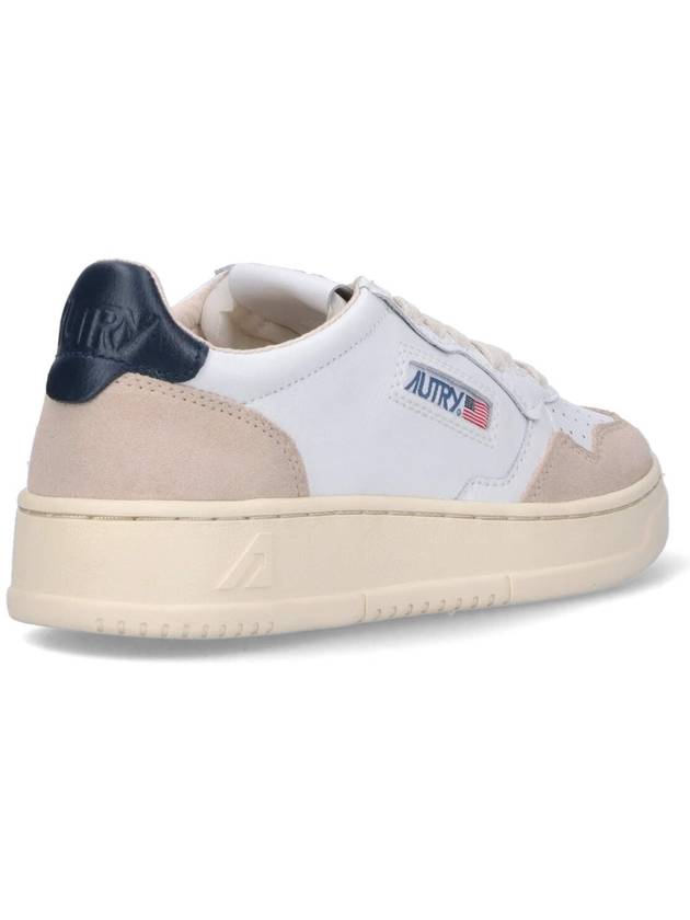 Women's Leather Suede Medalist Low Top Sneakers White Blue - AUTRY - BALAAN 5