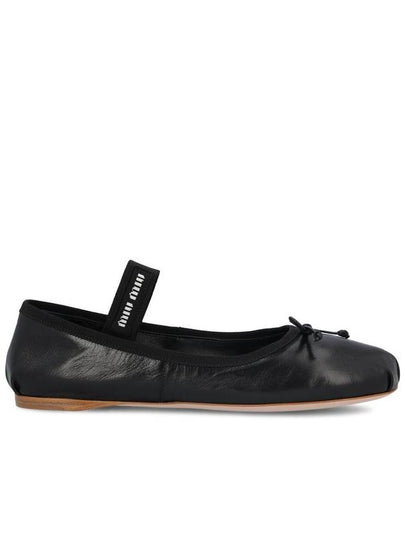 Women's Logo Leather Ballerinas Black - MIU MIU - BALAAN 2