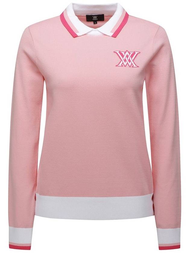 WOMEN LOGO COMBINATION PASTEL SWEATER - ANEWGOLF - BALAAN 1