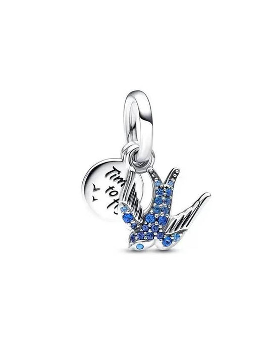 Sparkling Swallow Quart Double Dangle Charm Blue - PANDORA - BALAAN 1