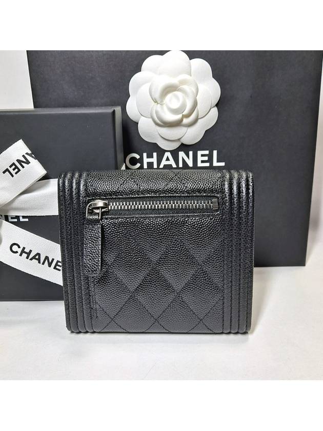 Boy  Small Flap Wallet Caviar Leather & Ruthenium Black - CHANEL - BALAAN 3