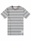 Men's Striped Midweight Jersey Short Sleeve T-Shirt Grey - THOM BROWNE - BALAAN 2