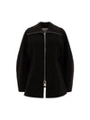 Bond crepe curve sleeve zip up jacket black - GANNI - BALAAN 2