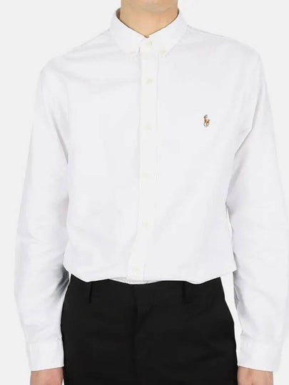 Men's Embroidery Pony Slim Fit Long Sleeves Shirt White - POLO RALPH LAUREN - BALAAN 2