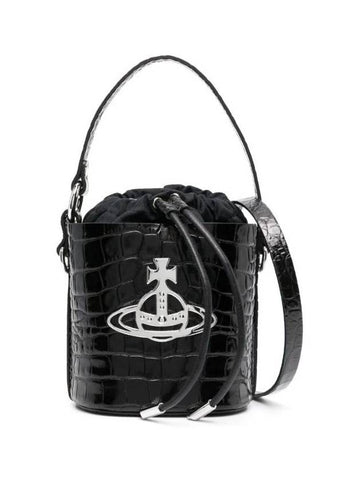 logo decorated leather bucket bag 43020023L003IPF - VIVIENNE WESTWOOD - BALAAN.