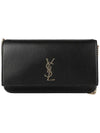 Cassandra Phone Holder Strap Cross Bag Black - SAINT LAURENT - BALAAN 3