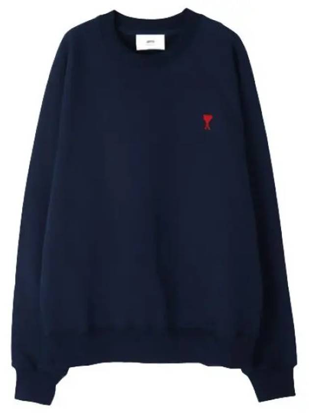 Chain stitch heart logo cotton sweatshirt - AMI - BALAAN 1