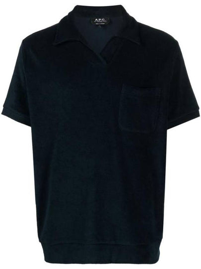 Fleece Pocket Polo Shirt Dark Navy - A.P.C. - BALAAN 2