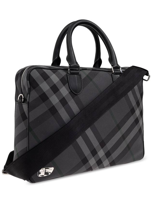 Grid Check Briefcase Charcoal - BURBERRY - BALAAN 5