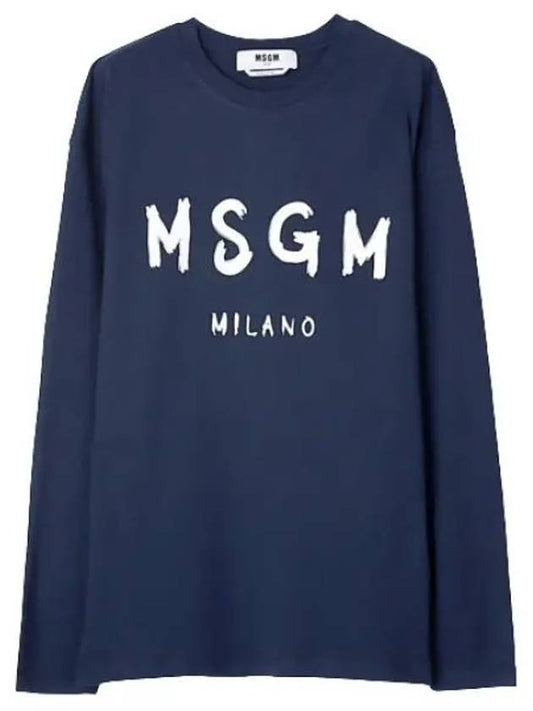 Brushed Logo Long Sleeve T Shirt Men - MSGM - BALAAN 1