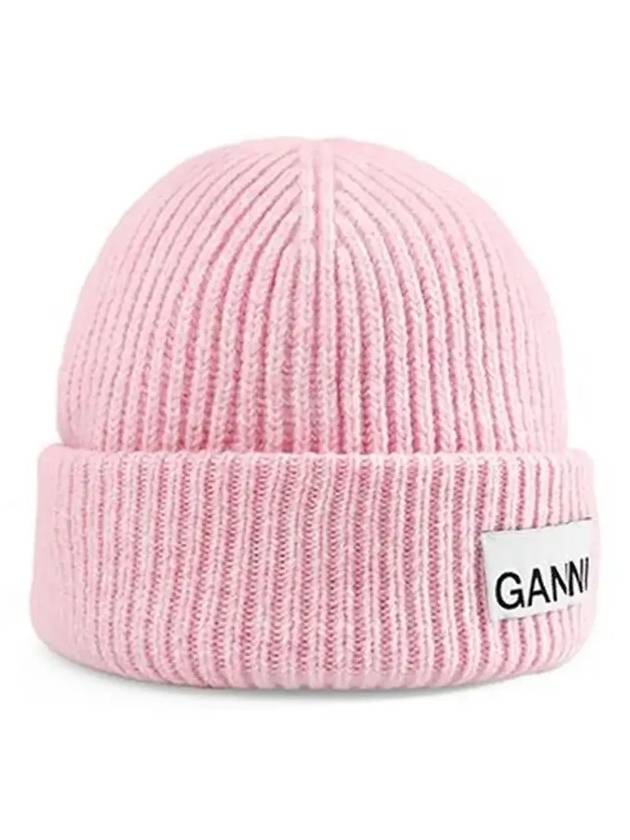 Rib Knit Wool Beanie Light Pink - GANNI - BALAAN 6