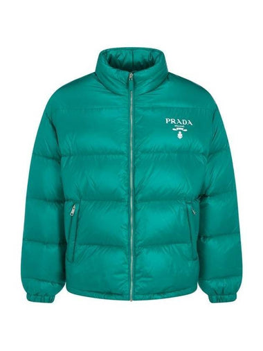 Re-Nylon Padded Down Jacket Green - PRADA - BALAAN 1