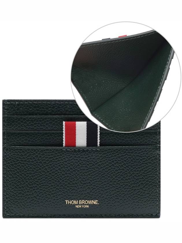 Pebble Calfskin 4-Bar Applique Note Card Wallet Dark Green - THOM BROWNE - BALAAN 3