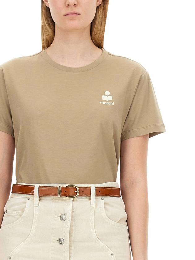 Aby logo short sleeve t shirt light khaki - ISABEL MARANT ETOILE - BALAAN 5