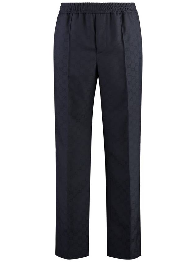 Web Polyester GG Jacquard Straight Pants Blue - GUCCI - BALAAN 2