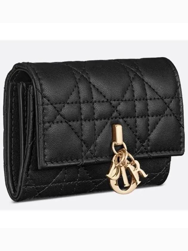 XS Lady Cannage Lambskin Half Wallet Black - DIOR - BALAAN 5