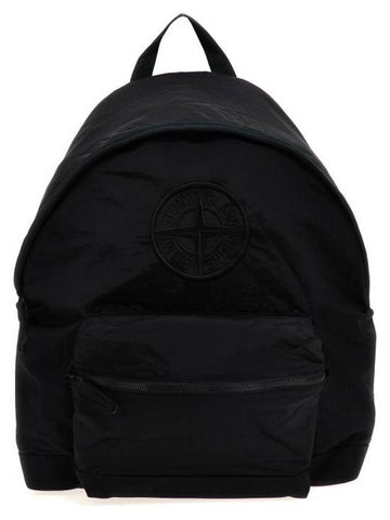 Compass Logo Nylon Backpack Black - STONE ISLAND - BALAAN 1