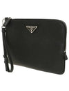 Small Saffiano Leather Pouch Black - PRADA - BALAAN 3