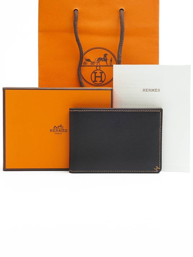 Card wallet H Sellier black gold evergrain full set - HERMES - BALAAN 1