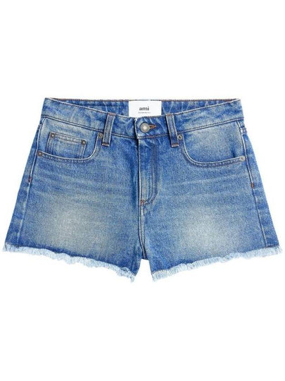 Fringe Denim Shorts Blue - AMI - BALAAN 2