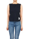 Women's Pick Rib Gusset Boat Neck Sleeveless Navy - THOM BROWNE - BALAAN 2