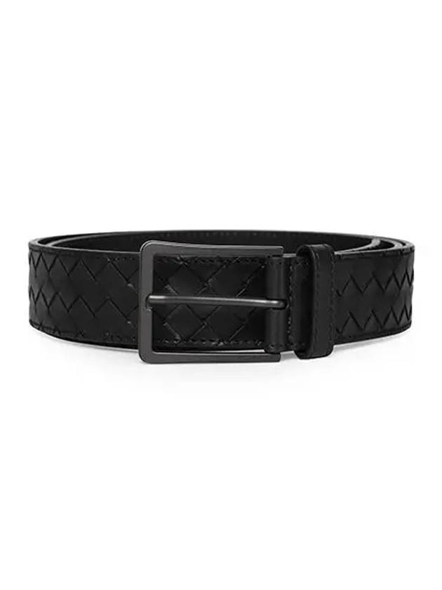 Intrecciato Leather Belt Black - BOTTEGA VENETA - BALAAN 3