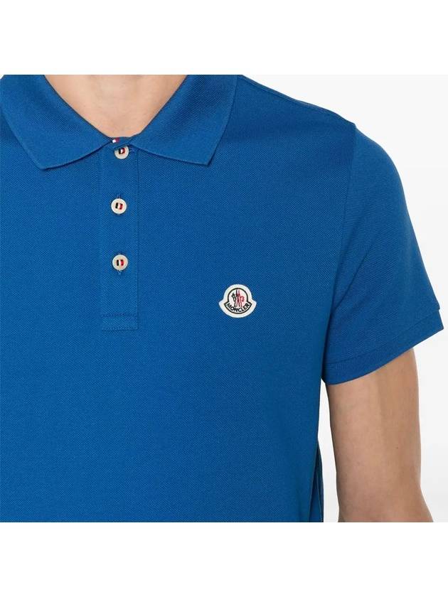 Logo Patch Polo Shirt Blue - MONCLER - BALAAN 6