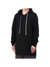 V-neck Long Fit Cotton Hoodie Black - RICK OWENS - BALAAN 1