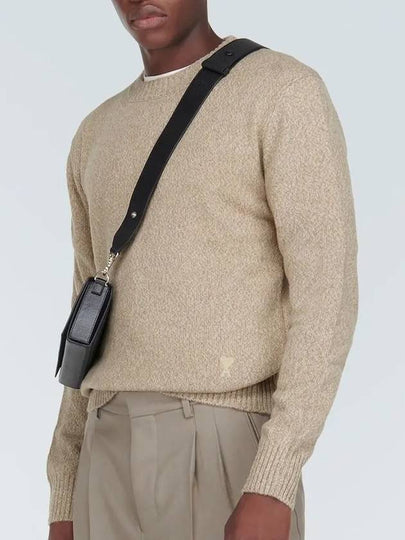 Men's Tonal Cashmere Crew Neck Sweater Champagne - AMI - BALAAN 2